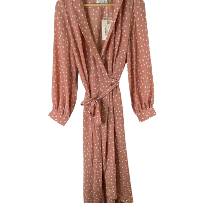 In The Style Jossa Pink Spot Wrap Midi Dress – Soft Pink (Size 18)