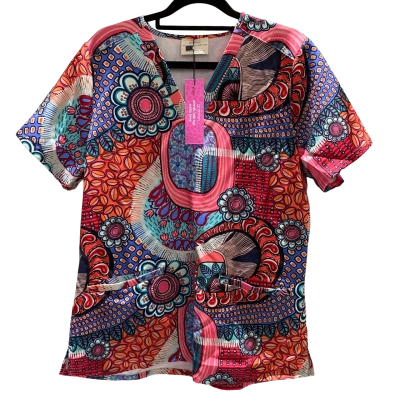 BNWT Gorman Womens  Size S Short Sleeve Scrubs Top Multicoloured / Pink  