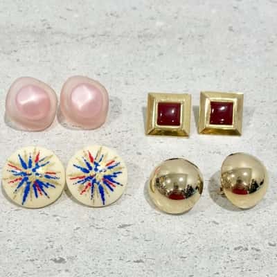 Vintage Funky  Avon Clip On Earrings x 4 pairs