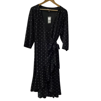 Autograph Womens Size 16 Wrap Dress Black  / Polka Dot 