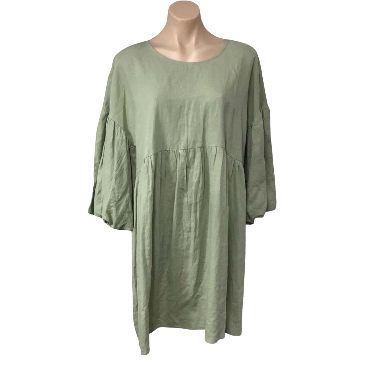 Sportsgirl WomensSize 14 Khaki Linen Blend 3/4 Sleeve Babydoll Dress(s) -  Used As New | Salvos Stores