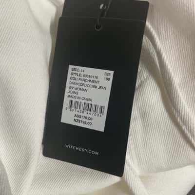 Womens Witchery Size M Straight Leg Jeans White 