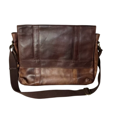 Colorado Mens Dark Brown Genuine Leather Satchel / Messenger Bag 