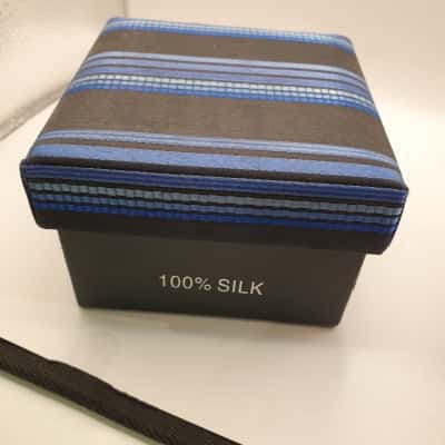  Mens Silk Blue Tie And Cuffs Set