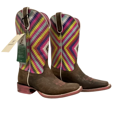 ARIAT Womens  Size 7.5 Boots 4LR Brown / Multicoloured / Pink  / Yellow 
