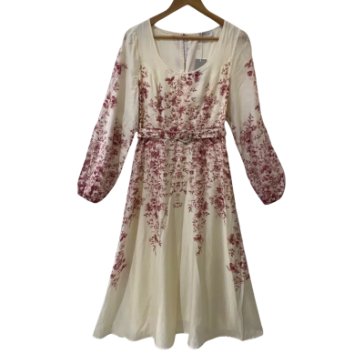 Tokito Womens  Size 10 Floral Dress Cream / Pink  
