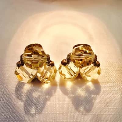  Womens Glass Bead Clip Earrings 