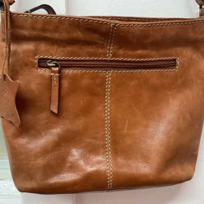 Colorado Women’s Cross Body Bag Beige / Brown / Khaki Pre Loved Real Genuine Leather