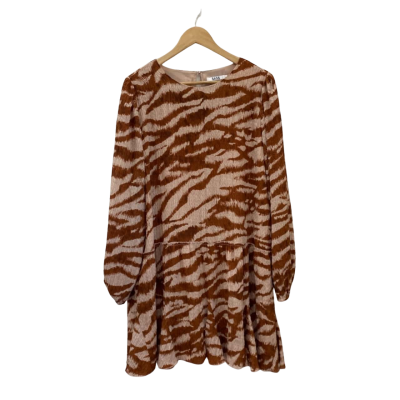 Sass Womens  Size 14 Long Sleeve Dress Beige / Brown 