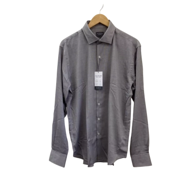 Van Heusen Mens  Size 42 Business Shirt Dobby Brown Slim Fit