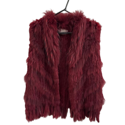  Womens Maroon Fur Vest size M