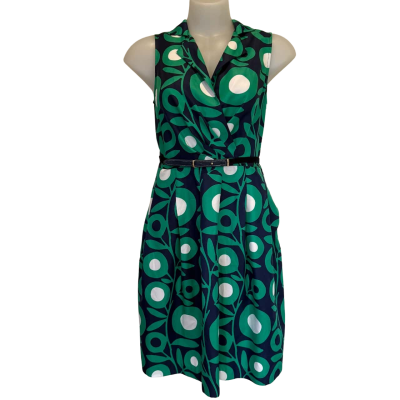 Karen Walker.  Hi There Green and Navy Abstract Dress.   Size 10 