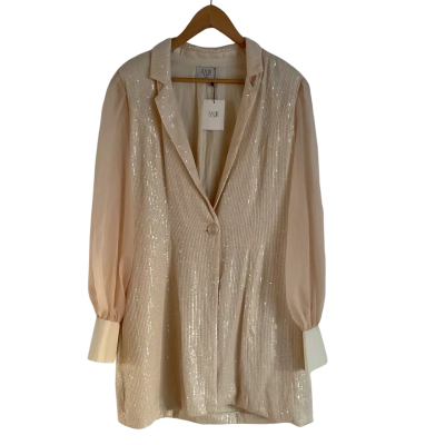 ANER  Women's Cream Sequinned Blazer Size XXL 