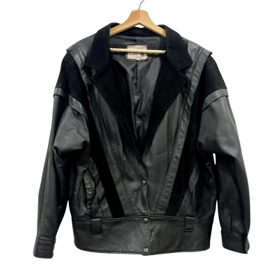Vintage VALINA Vera Pelle Black Leather/Suade Detail Jacket Size L 