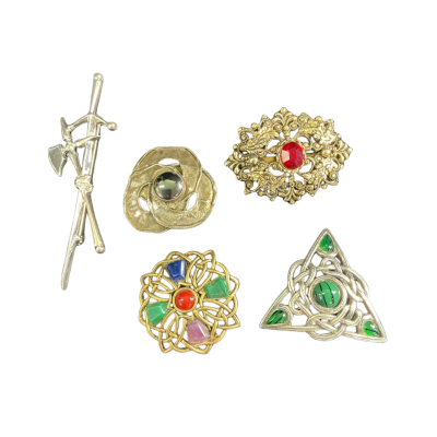  Womens vintage Medieval style Brooch collection (5) Silver- tone and gold-tone /Multicoloured 