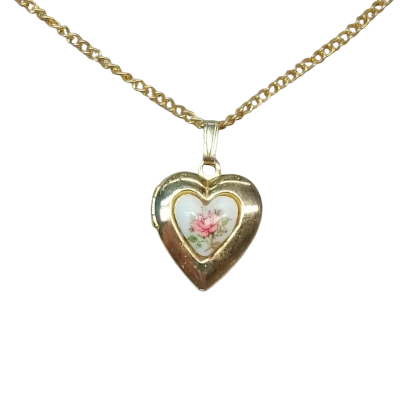 Women's Floral Heart Locket Neclace