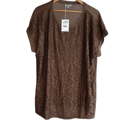 Suzannegrae Womens  Short Sleeve Top Brown / Pattern - Size XXXL - New