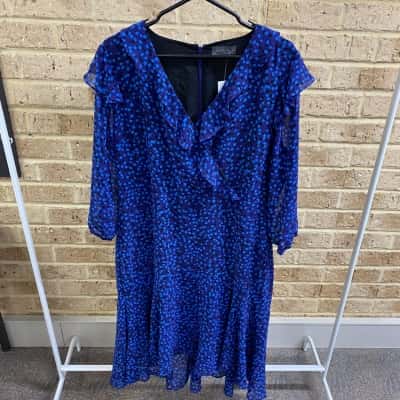 Jacqui-E Womens blue pattern dress Size 16 