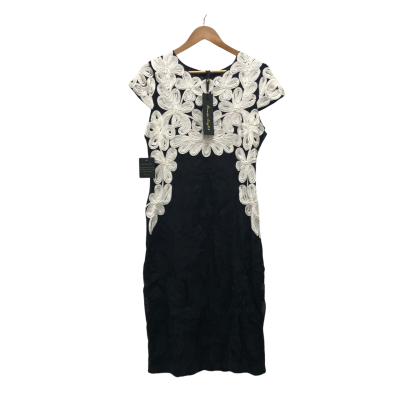 Phase Eight Womens  Size UK 16 Midi Dress Navy Blue / White BNWT£199