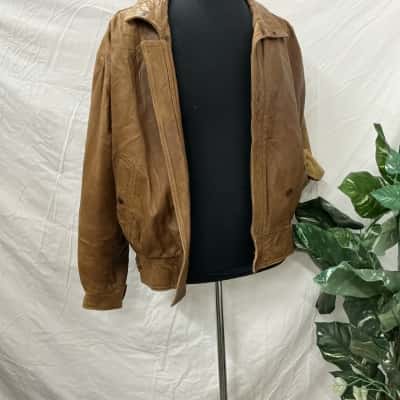   Vintage Leather Rat Leather  Jacket Size L Bomber Brown 