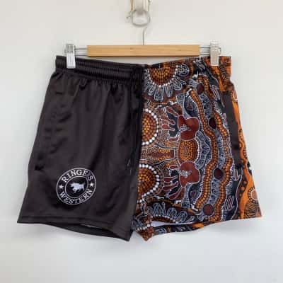 Ringers Western Black Orange Pattern Sport Shorts  Size S 
