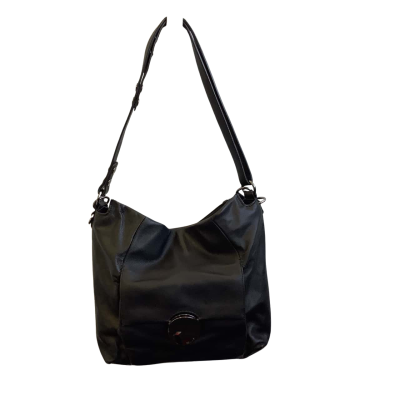 Mimco Womens Button Closure Leather Handbag Black  