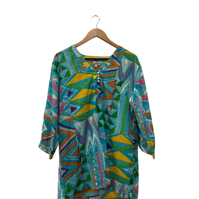  Women's mozaic Size L 3/4 Sleeve Top Multicoloured / Pattern 