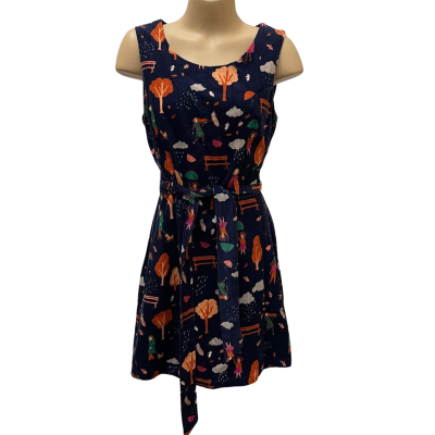 Princess Highway Rainy Day Blue Corduroy Short Sleeve Dress Size 10 