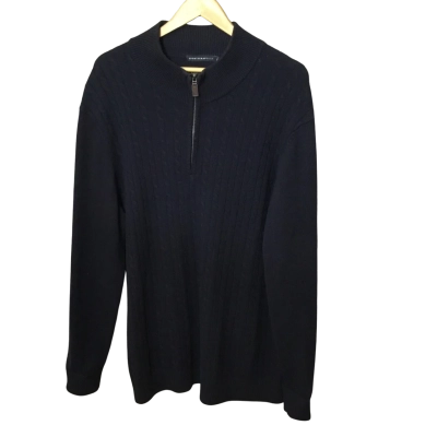 Sportscraft Mens  Size XL Quarter Zip Jumper Navy Blue 