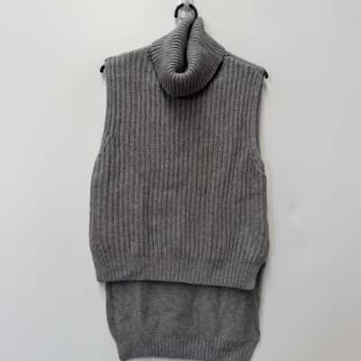 Country Road Wool Blend Roll Neck Drop Back Jumper Grey - Size S 