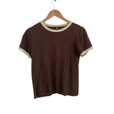 Ramo Womens  Size XS Short Sleeve Top Beige / Brown 