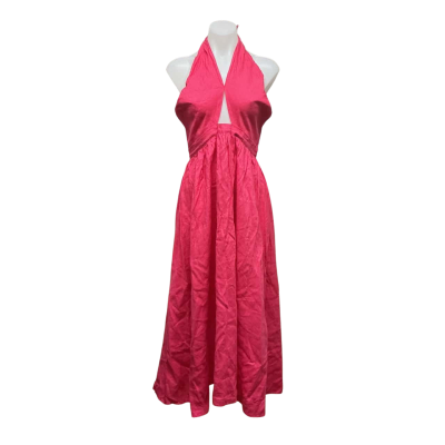 Dissh Womens 100% Linen Size 10 Maxi Dress Hot Pink  
