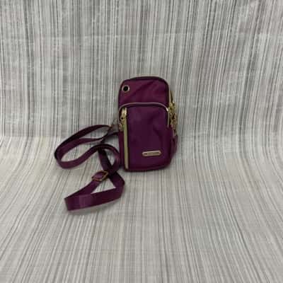 Gorgeous Burgundy & Gold /Cross Body / Shoulder /Phone Bag with Multi-pocket /Zip Compartments