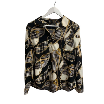 Liz Jordan Womens  Size 12 Collared Shirt Black  / Gold / Multicoloured 
