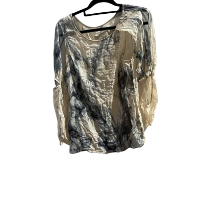 Frey Womens  Size 8 Long Sleeve Open Panels Black  / Pink  Sheer Silk Top