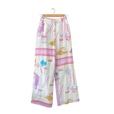 Sabo Size 6 Wide Leg Pants Multicoloured/Pattern /White BNWT
