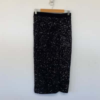 B. Young Black Sequin Bysulo Skirt  Size S 