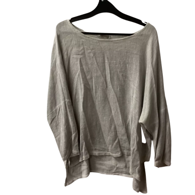  Womens  Size 18 3/4 Sleeve Cotton Linen blend Top Grey j