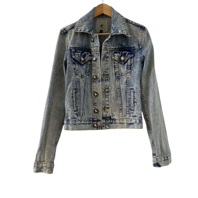 One Teaspoon Women's  Size 8/SMALL Denim White Wash Button through Front Jacket