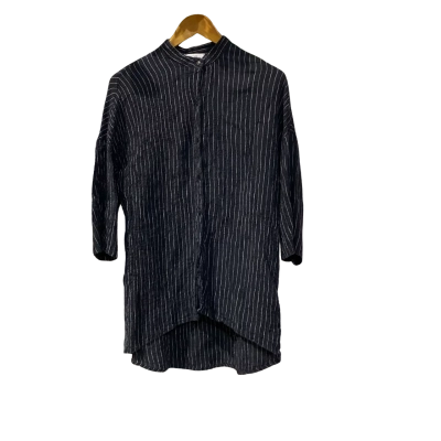 Morrison Womens  Size 8-10 3/4 Sleeve Shirt Navy Blue / Striped 