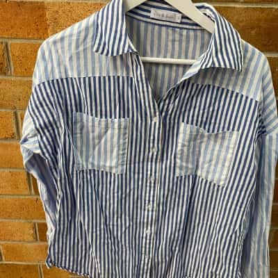 Minx & Moss Womens  Size 12 Blue Stripe Top