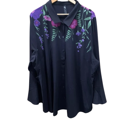 Taking Shape Black/Floral Shirt Jacket Size 24