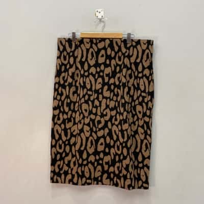 Joseph Ribkoff Ribbed stretch Size 16 Midi Skirt Leopard print 