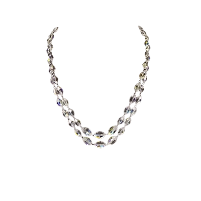  Womens Beautiful Quality 2 Strand Crystal Necklace