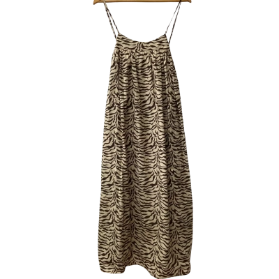  RAEF The Label Zebra Frenchie Dress Size 14 Brown/Beige