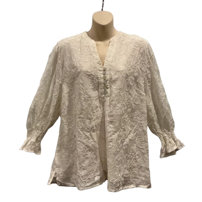 Blue Illusion Womens  Size 3L Blouse White 