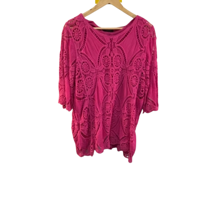 BNWT Liz Jordan Womens Size 12 Broderie Top / Singlet Rose RRP $129.99