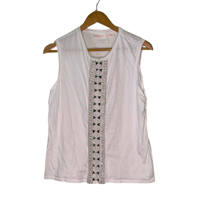 Sasson Collection Womens  Size S Singlet Top Silver / White 
