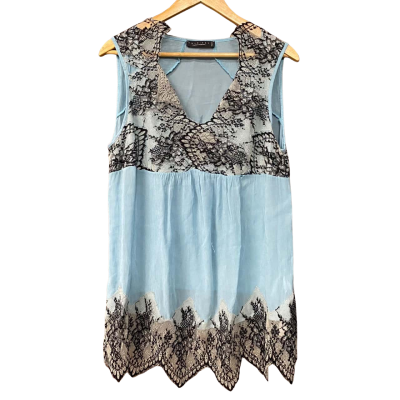 Twin Set Womens Size XL Black /Blue Lace Blouse