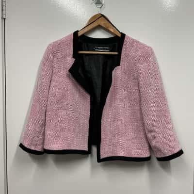 Basque Women's Size 12 Tweed Jacket Black/ Pink  